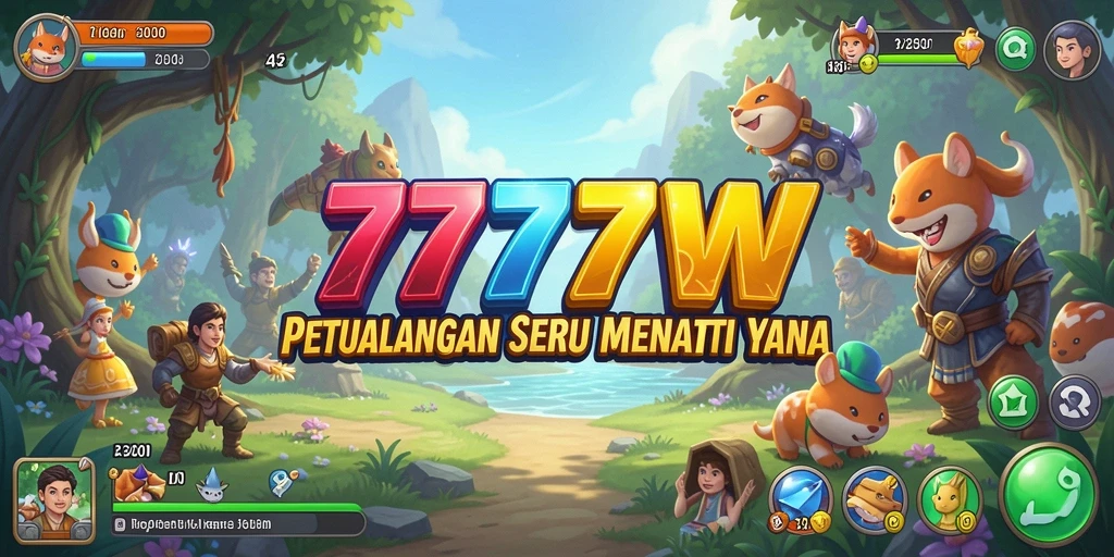 Tangkapan layar utama 7777W menampilkan aksi petualangan yang mendebarkan.
