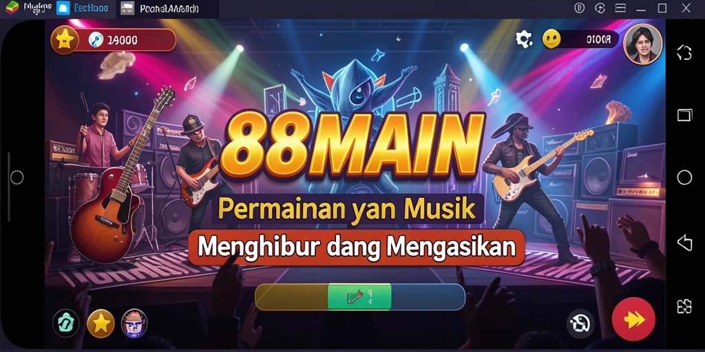 Screenshot gameplay 88MAIN menampilkan interaksi pengguna dengan musik.