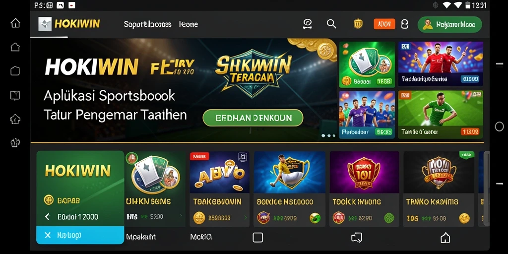 Tampilan utama HOKIWIN dengan berbagai opsi taruhan olahraga.