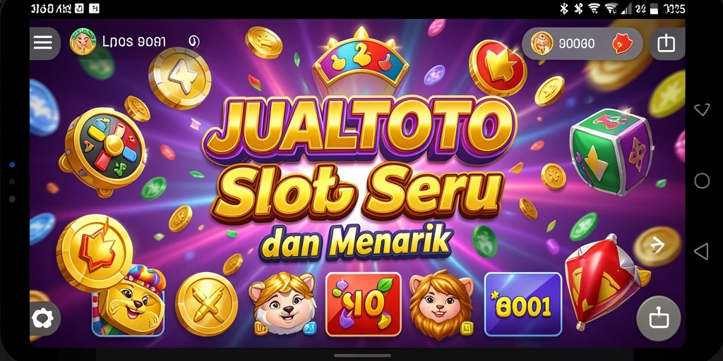 Tampilan gameplay slot JUALTOTO yang menarik dan berwarna-warni.