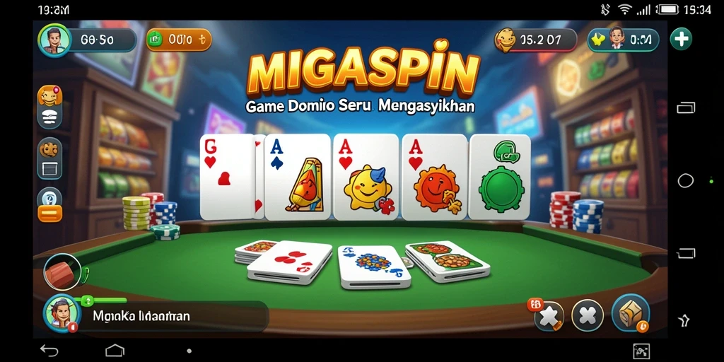 Tampilan menyerukan gameplay domino MIGASPIN yang seru.