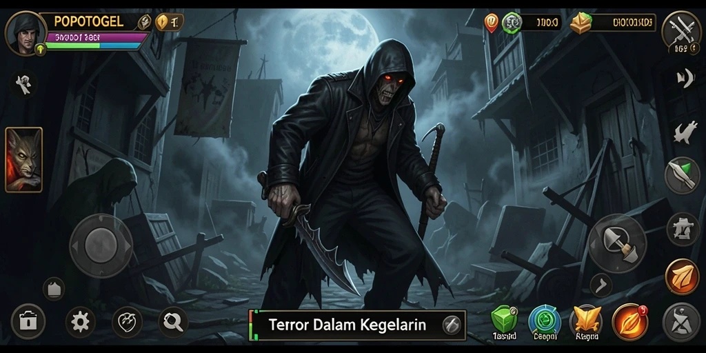Screenshot utama dari gameplay mencekam di dalam POPOTOGEL