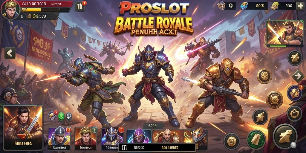 Tampilan gameplay PROSLOT yang mendebarkan dan penuh aksi Battle Royale.