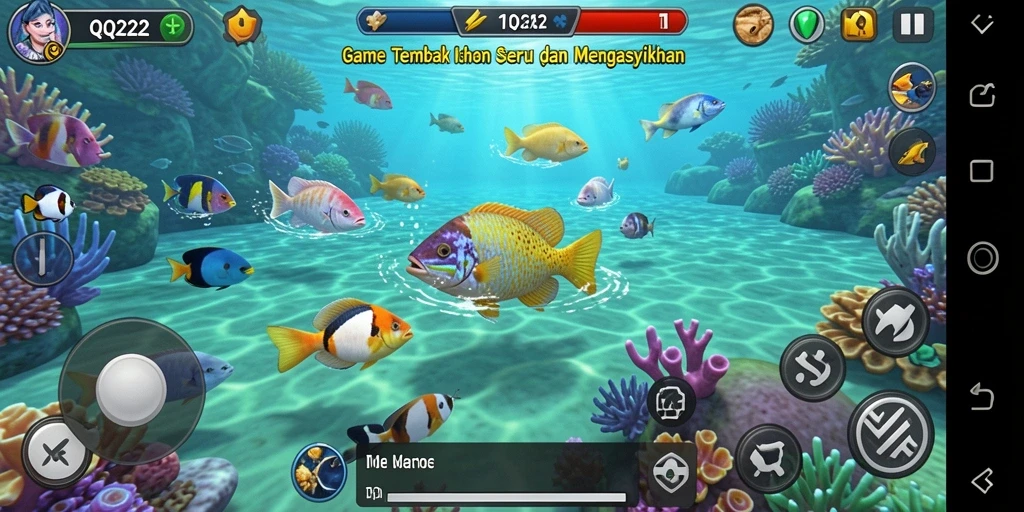 Gameplay seru dengan menangkap ikan berwarna-warni di laut.