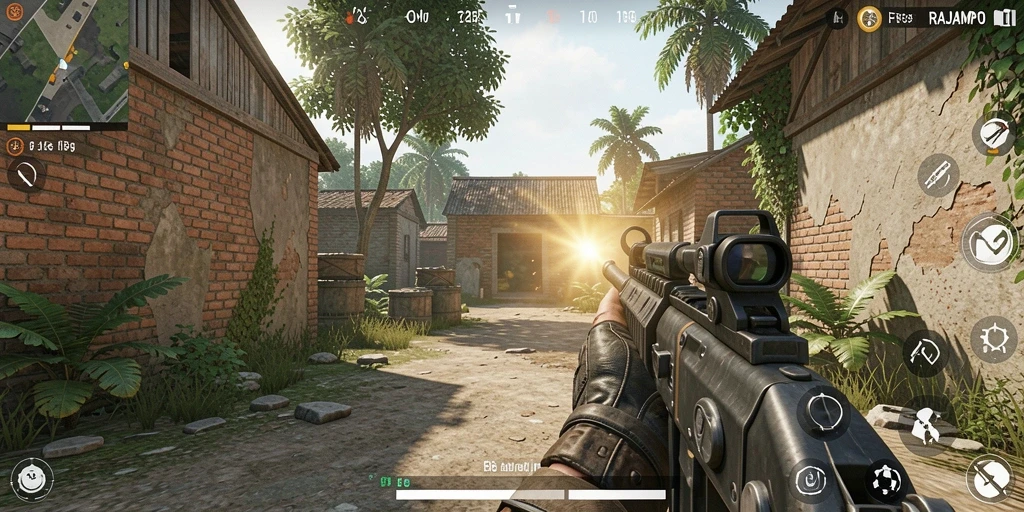 Tampilan mendebarkan dari gameplay RAJAMPO yang penuh aksi.