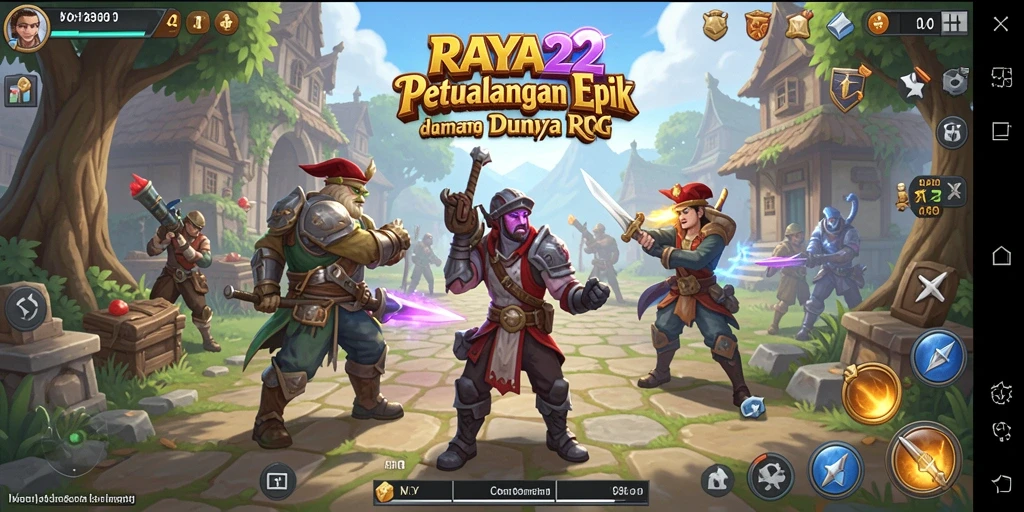 Screenshot gameplay RAYA22 menampilkan karakter dan dunia yang penuh warna.