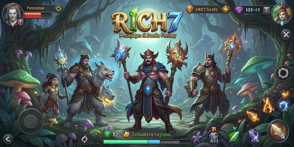 Screenshot utama RICH7 menampilkan gameplay seru di dunia petualangan.