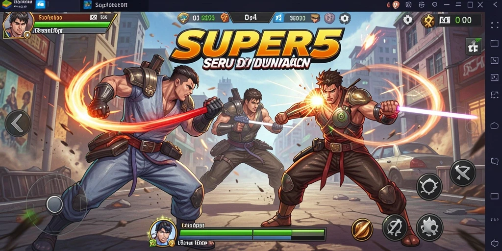 Tampilan seru gameplay SUPER5 yang memukau.